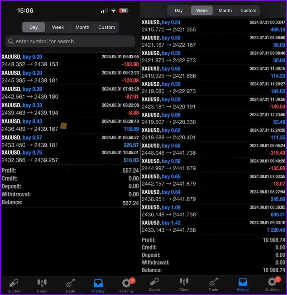 Flip Bot EA mt4 real account trading results