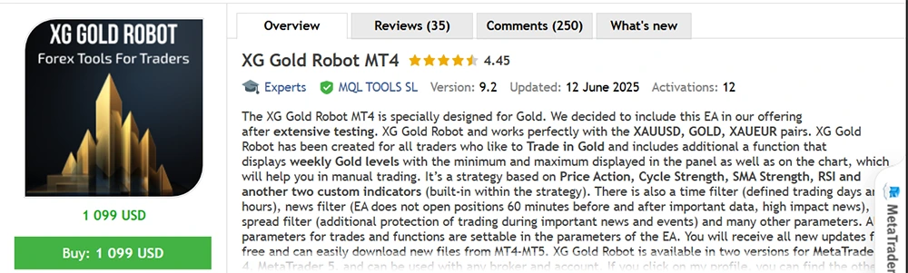 XG Gold Robot MT4