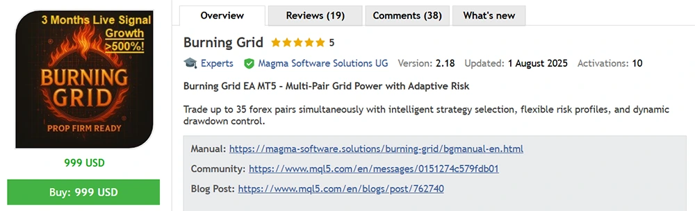 Burning Grid MT5 Reviews