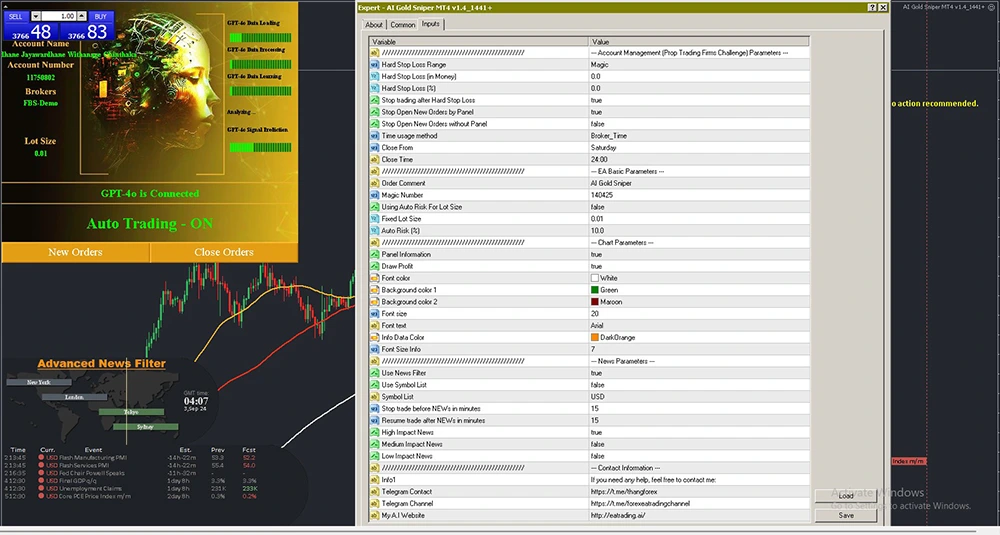 AI Gold Sniper MT4 Settings