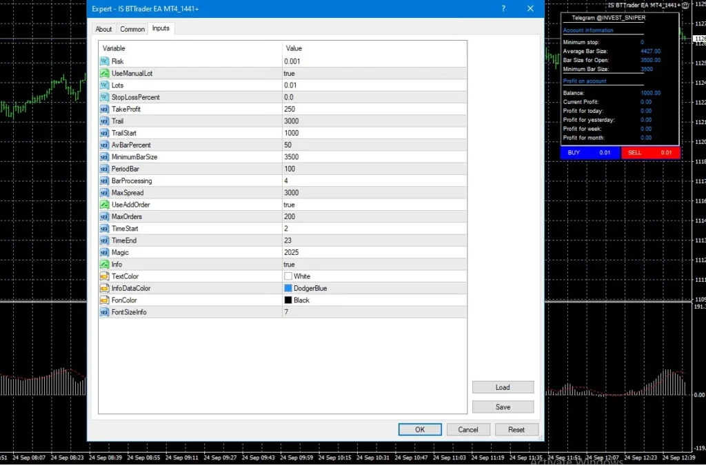 IS BTTrader EA MT4 settings