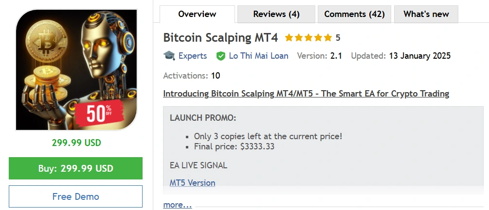 Bitcoin Scalping MT4 EA